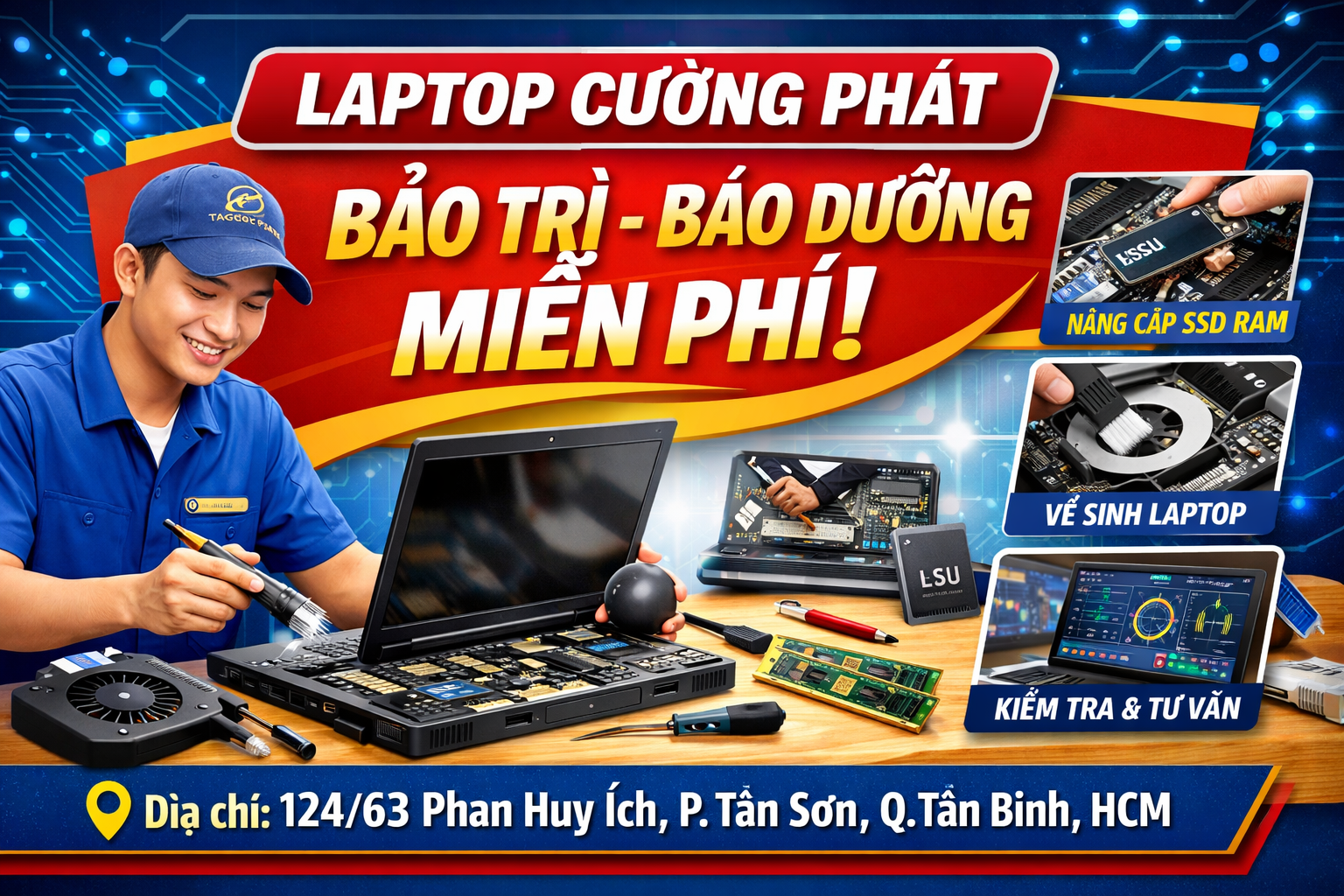 nâng cấp laptop bảo trì bảo dưỡng vệ sinh miễn phí